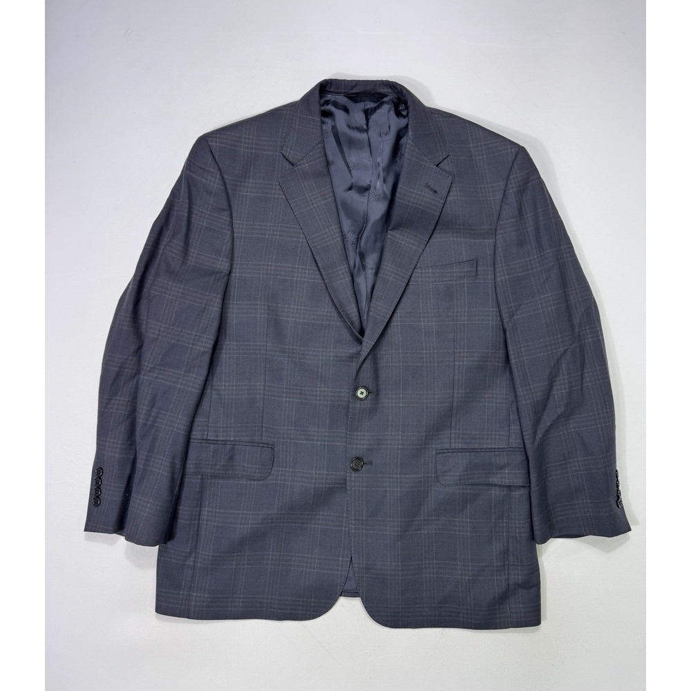 Jos A Bank Signature Gold Blazer Silk Wool Men's 44R Grey Plaid Professional